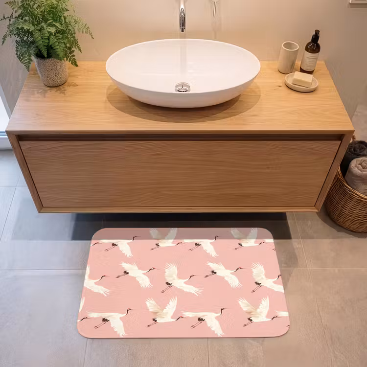 Badmat - Modern - Kraanvogels - Roze — 2