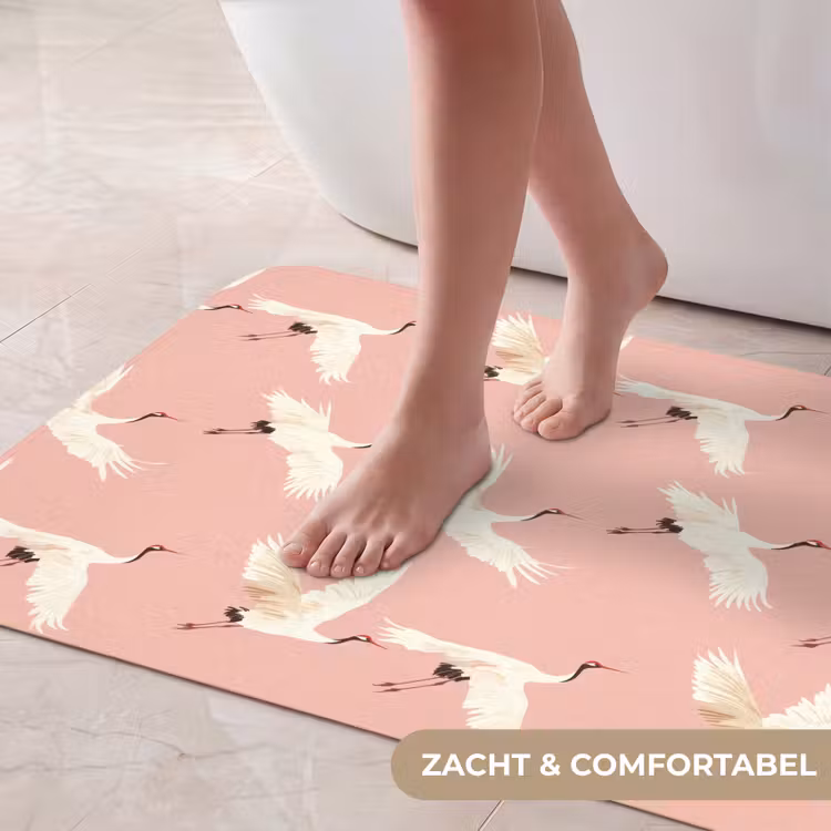 Badmat - Modern - Kraanvogels - Roze — 5