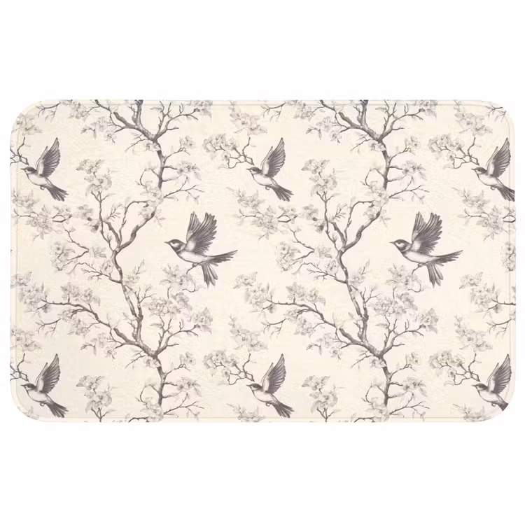 Badmat - Takken - Vogels - Beige — 1