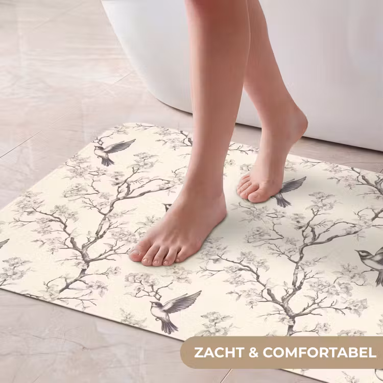 Badmat - Takken - Vogels - Beige — 5