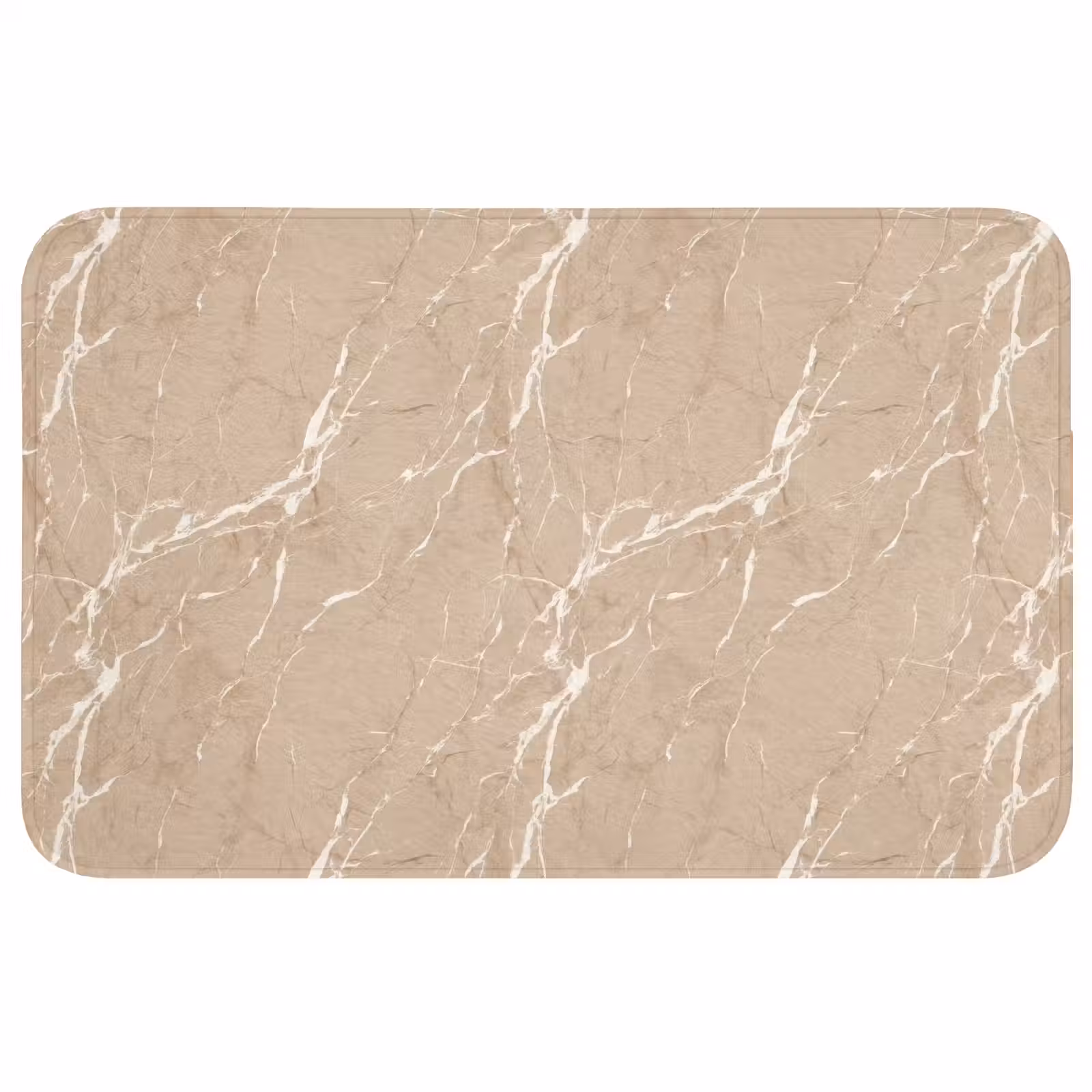 Badmat - Beige - Marmer - Organisch - Wit — 1