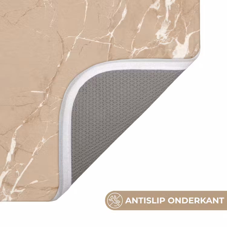 Badmat - Beige - Marmer - Organisch - Wit — 3