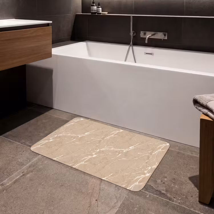 Badmat - Beige - Marmer - Organisch - Wit — 4