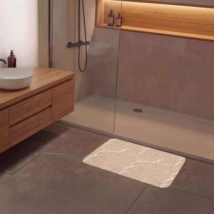 Badmat - Beige - Marmer - Organisch - Wit — 6