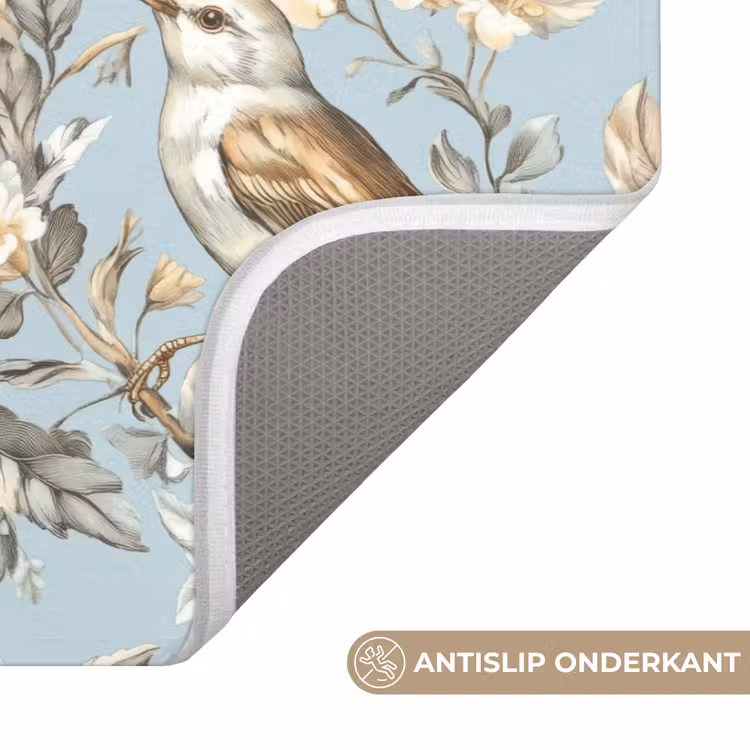 Badmat - Botanisch - Zangvogel - Blauw — 3