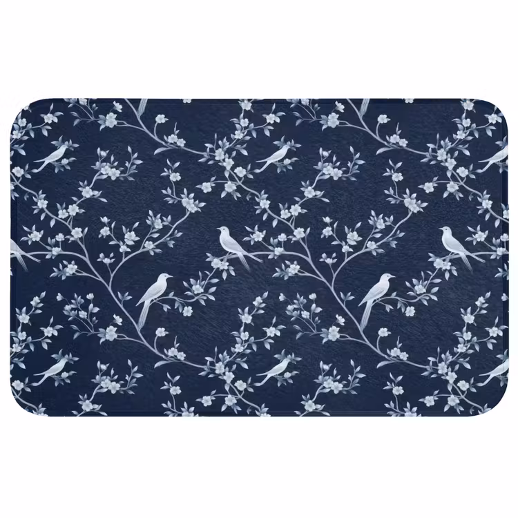 Badmat - Grafisch - Bloesemtak - Blauw — 1