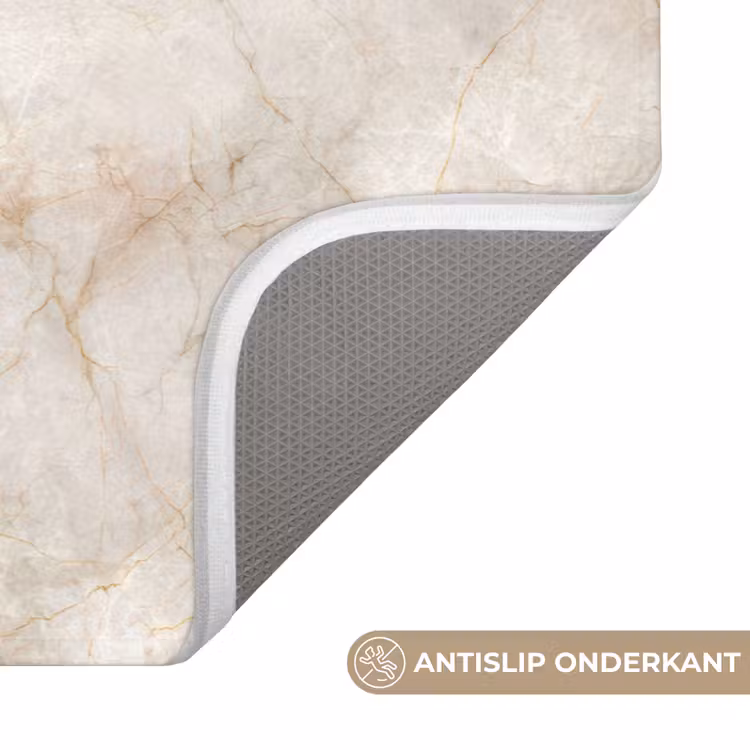 Badmat - Lichtbeige - Goudbruine Nerven - Marmer — 3