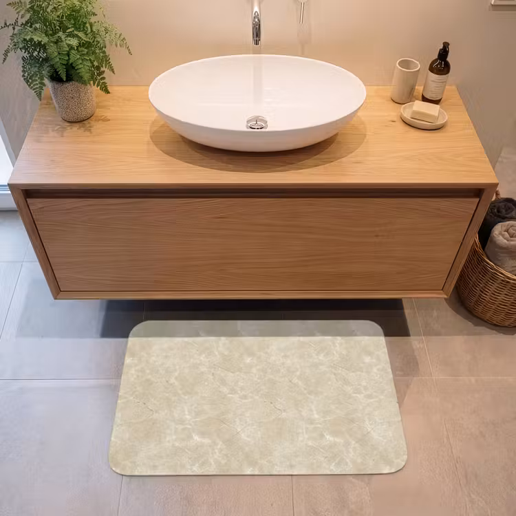 Badmat - Lichtbeige - Marmer - Diffusie adering — 2