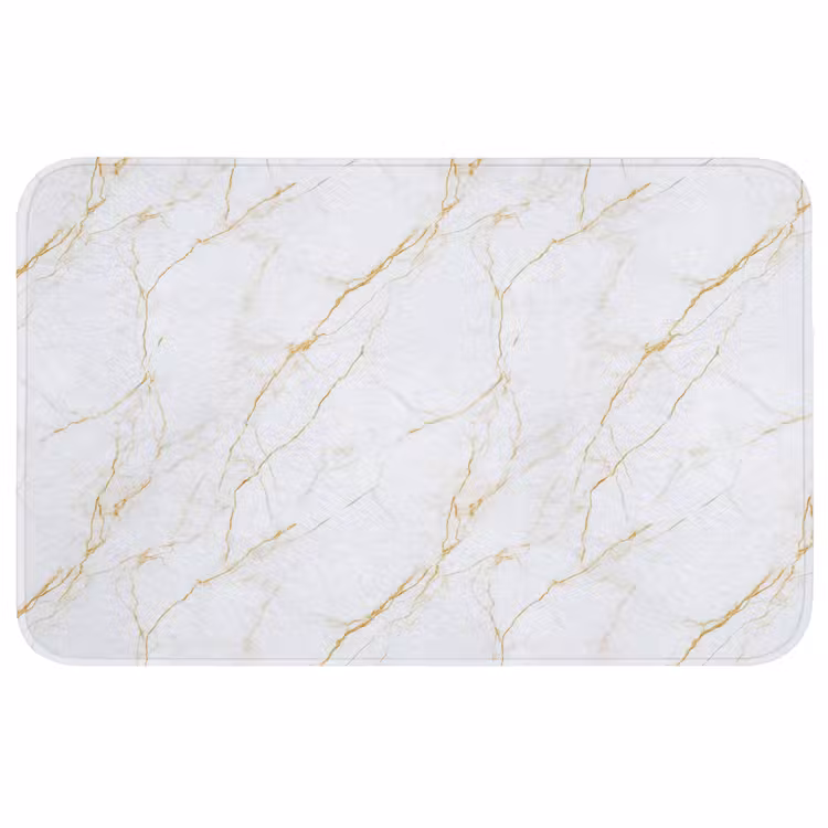 Badmat - Wit - Marmer - Goud - Luxueus — 1
