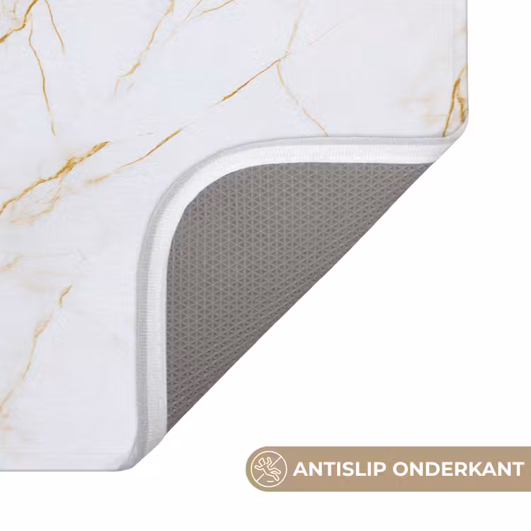 Badmat - Wit - Marmer - Goud - Luxueus — 3