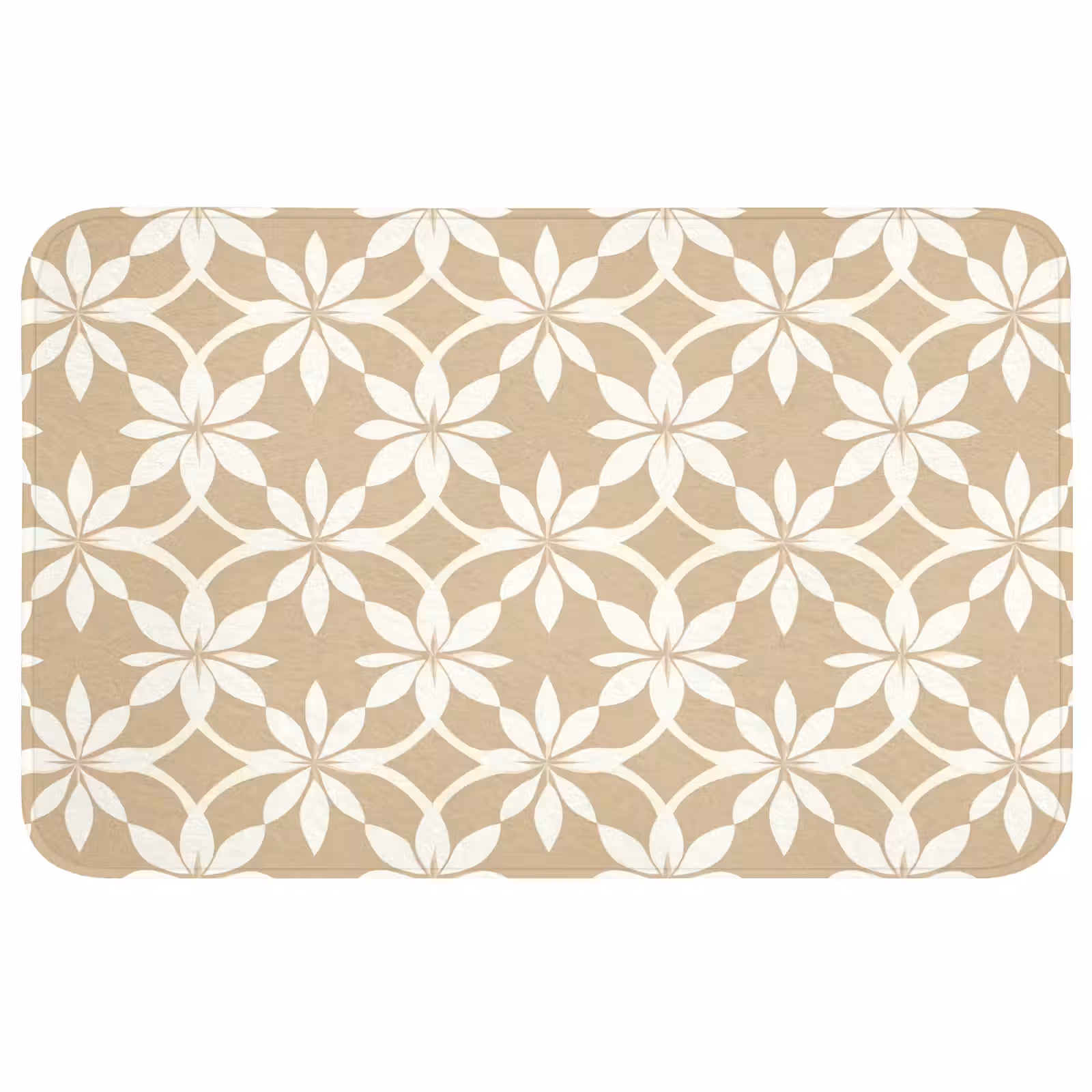Badmat - Bloemen - Patroon - Beige — 1