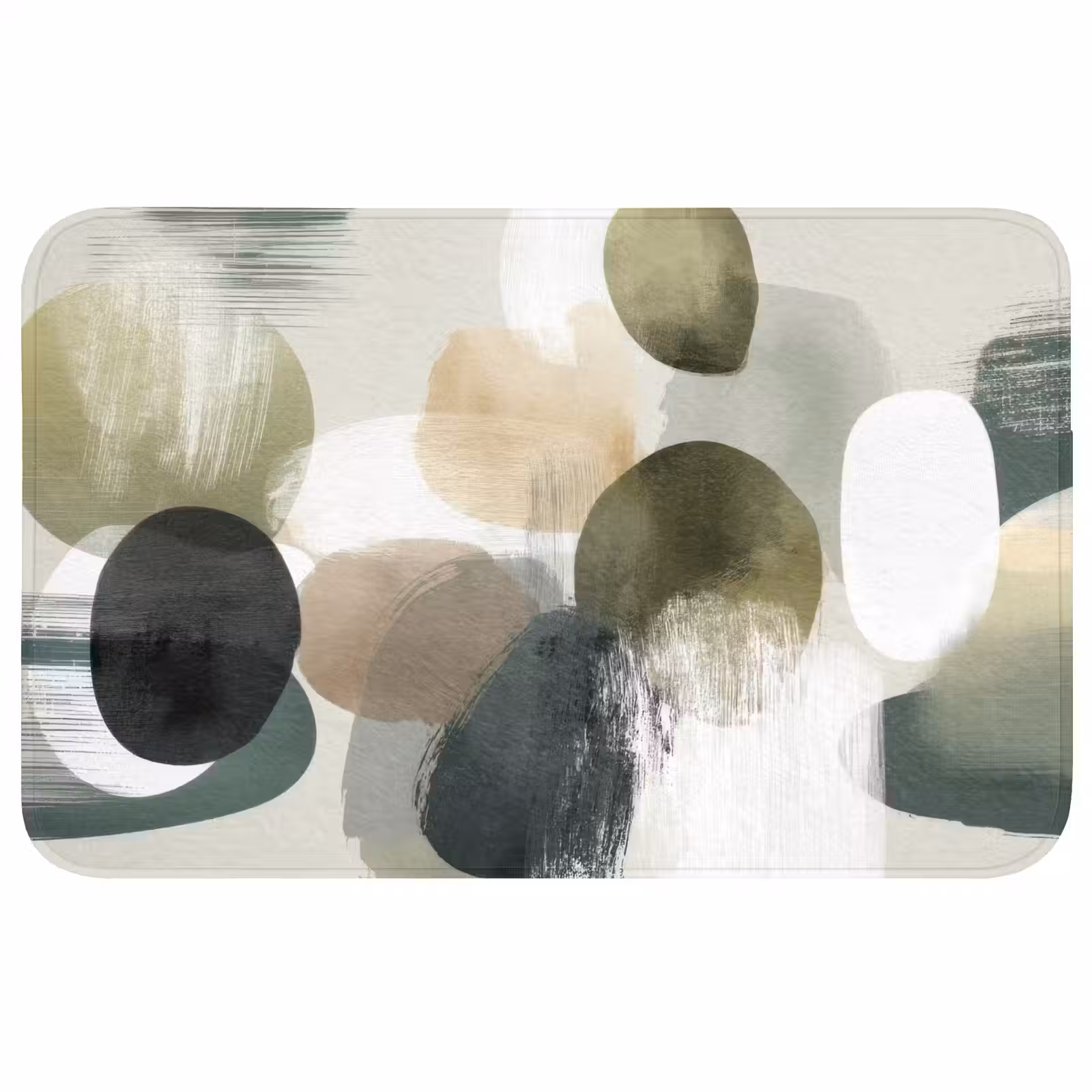 Badmat - Minimalistisch - Cirkels - Penseelstreken - Beige — 1