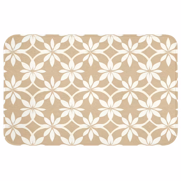 Badmat - Bloemen - Patroon - Beige — 1