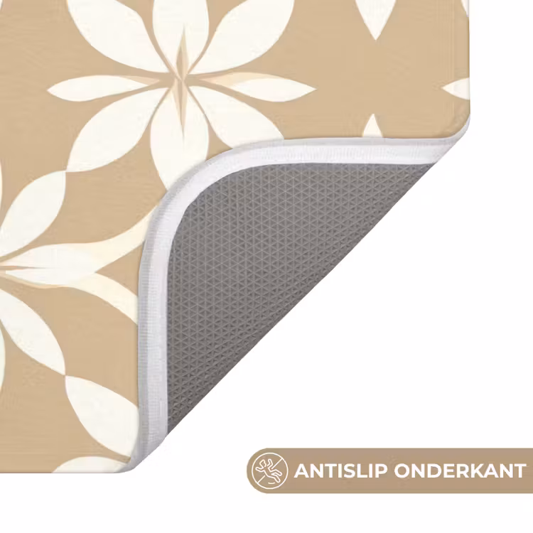 Badmat - Bloemen - Patroon - Beige — 3