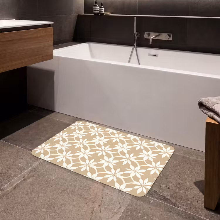 Badmat - Bloemen - Patroon - Beige — 4