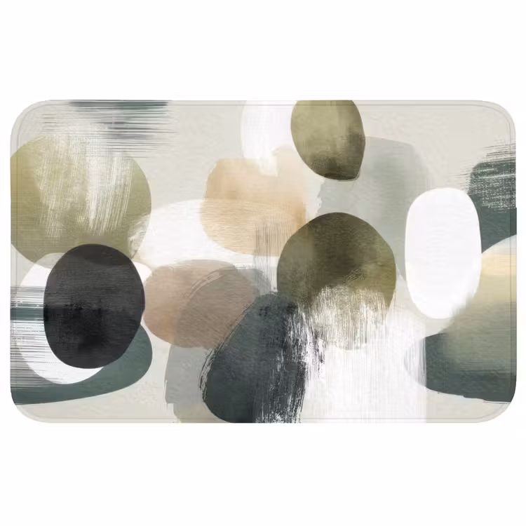Badmat - Minimalistisch - Cirkels - Penseelstreken - Beige — 1