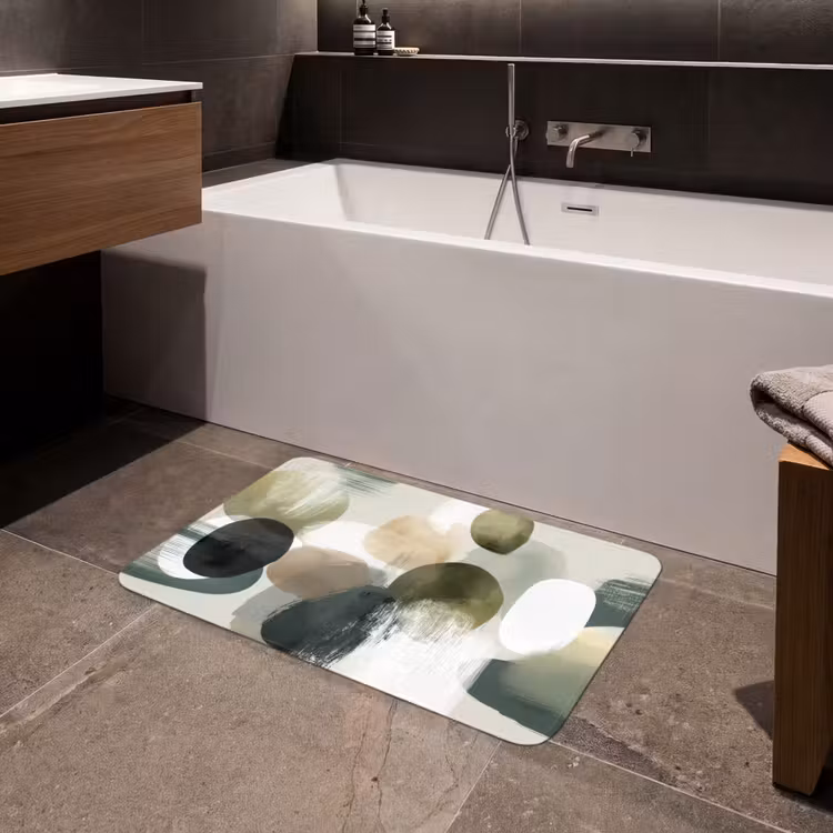 Badmat - Minimalistisch - Cirkels - Penseelstreken - Beige — 4
