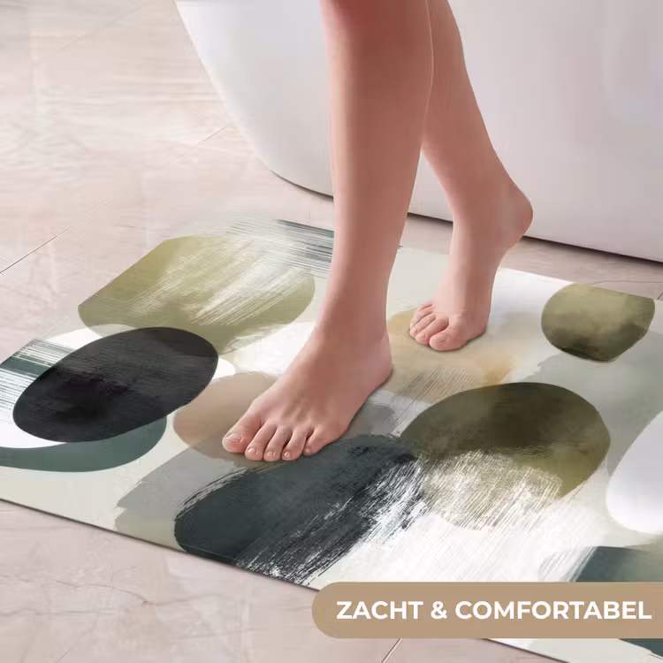 Badmat - Minimalistisch - Cirkels - Penseelstreken - Beige — 5
