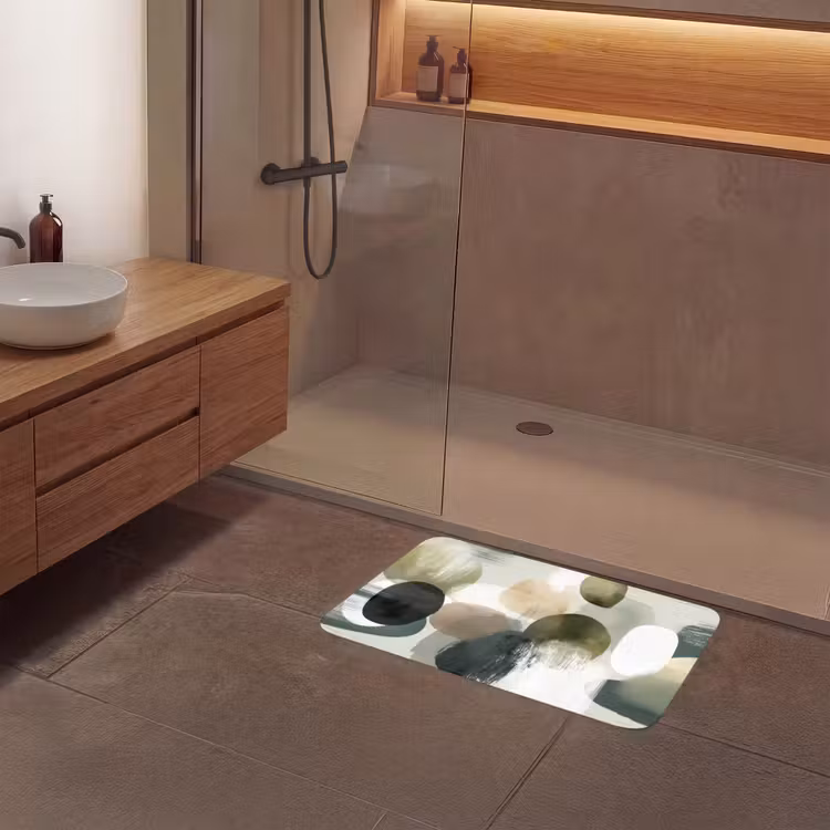 Badmat - Minimalistisch - Cirkels - Penseelstreken - Beige — 6