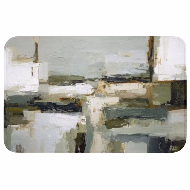 Badmat - Penseelstreken - Groen - Abstract - Japandi — 1