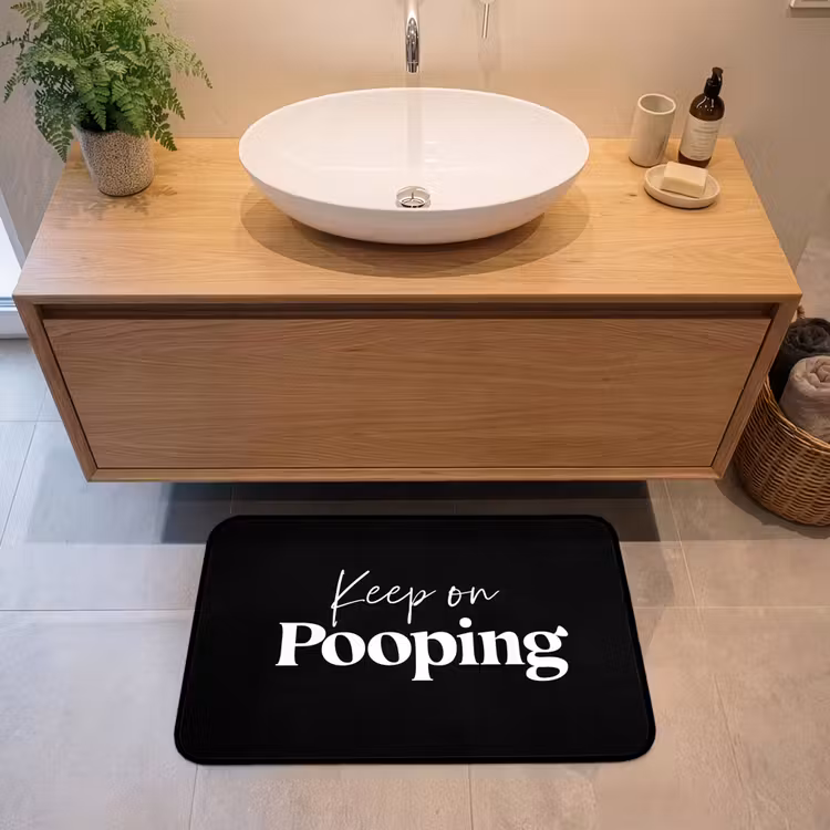 Badmat - Quote - Keep on pooping - Zwart - Spreuken — 2