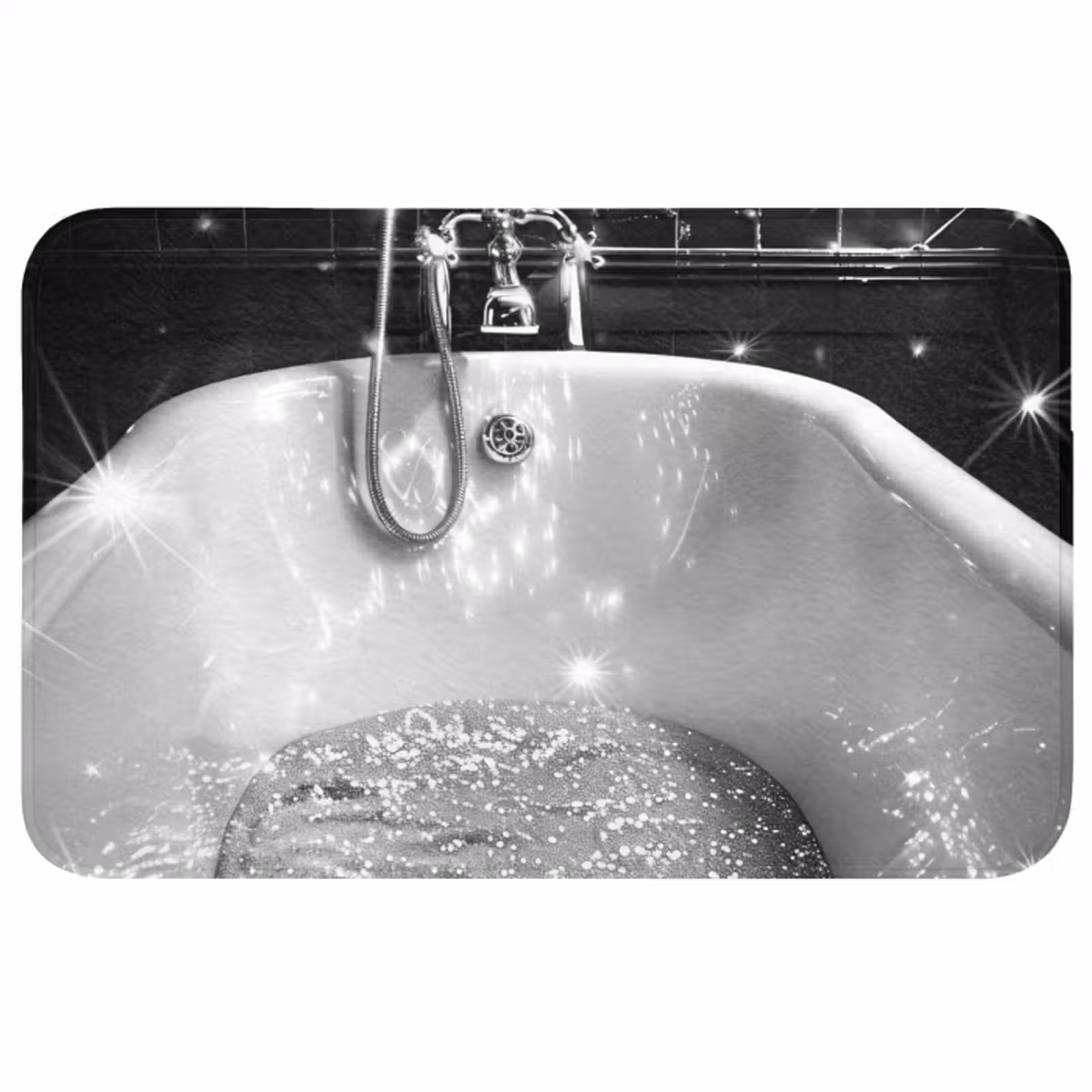 Badmat - Badkuip - Glitters - Zwart wit - Badkamer — 1
