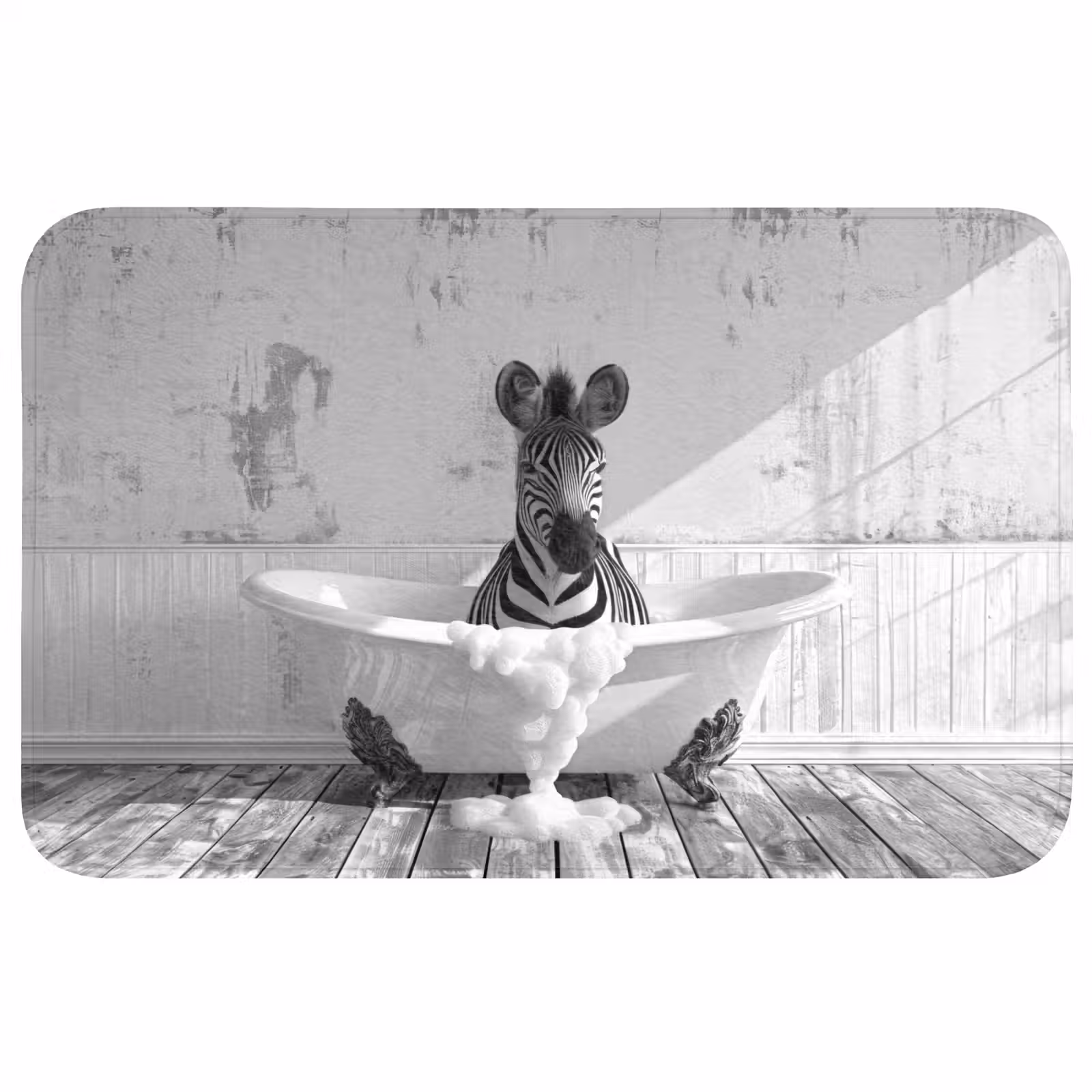 Badmat - Zebra - Wilde dieren - Vintage - Zwart - Wit — 1