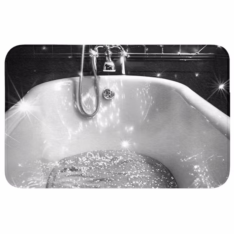 Badmat - Badkuip - Glitters - Zwart wit - Badkamer — 1