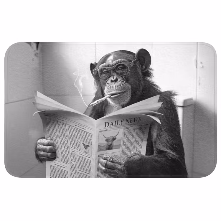 Badmat - Chimpansee - Aap - Krant - WC - Humor — 1