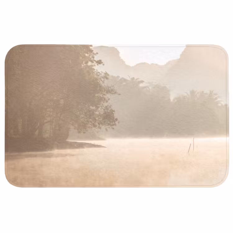 Badmat - Landschap - Bos - Water - Mist - Beige — 1