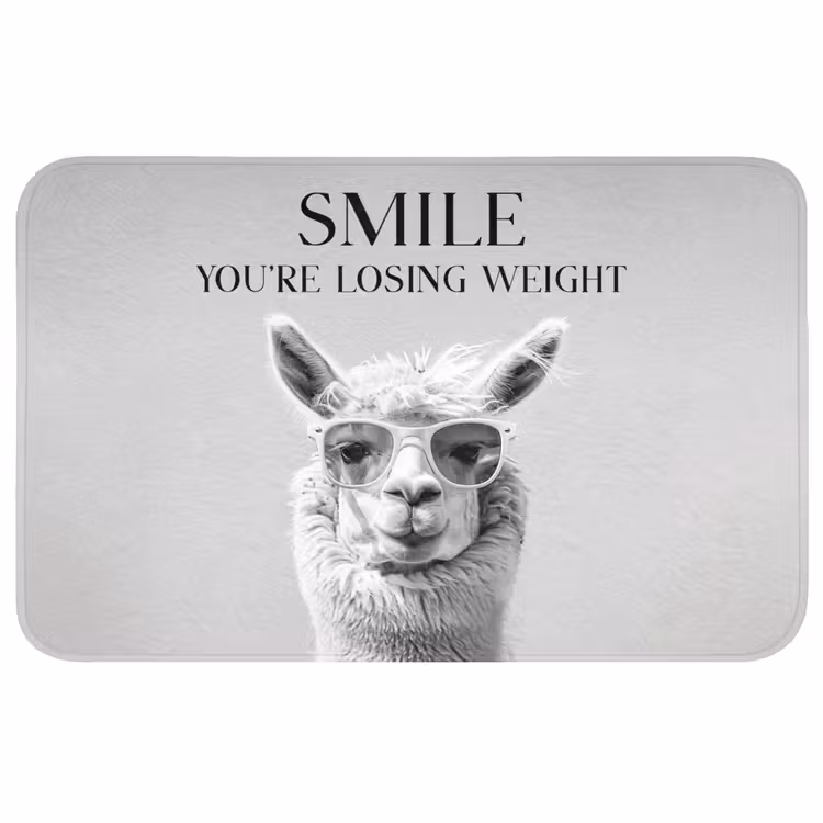 Badmat - Quotes - Lama - Smile - Spreuken - Grijs — 1