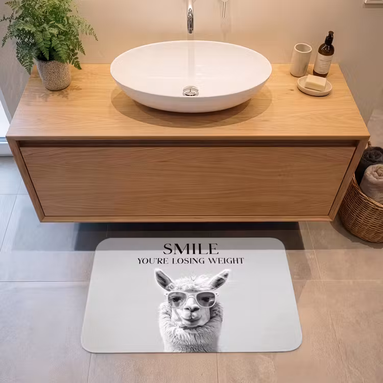 Badmat - Quotes - Lama - Smile - Spreuken - Grijs — 2