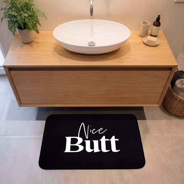Badmat - Quotes - Nice butt - Zwart - Spreuken — 2