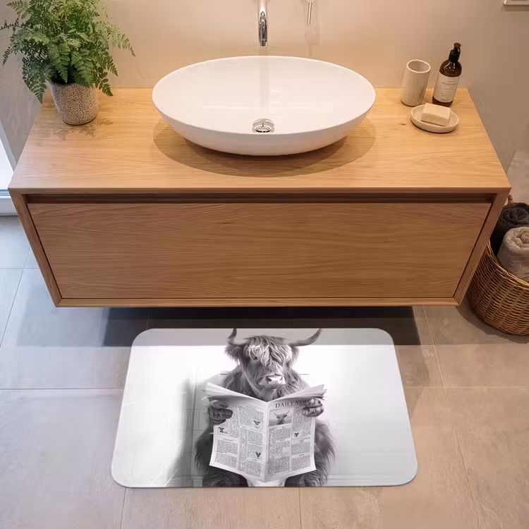 Badmat - Schotse Hooglander - Dier - Krant - WC — 2