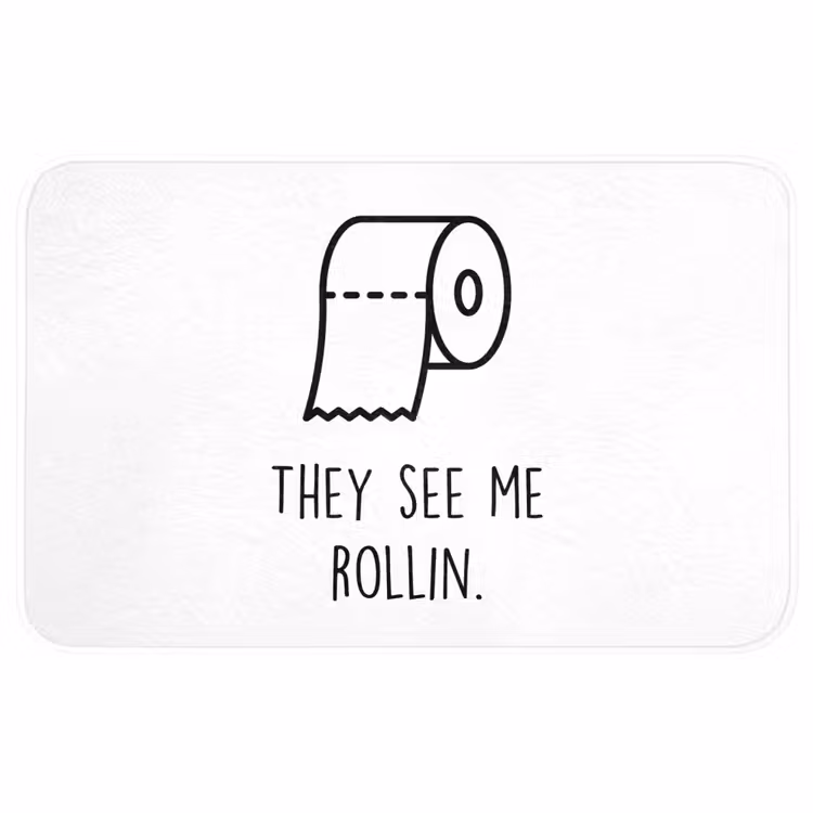 Badmat - Spreuk - WC papier - They see me rollin - Wit - Quotes — 1