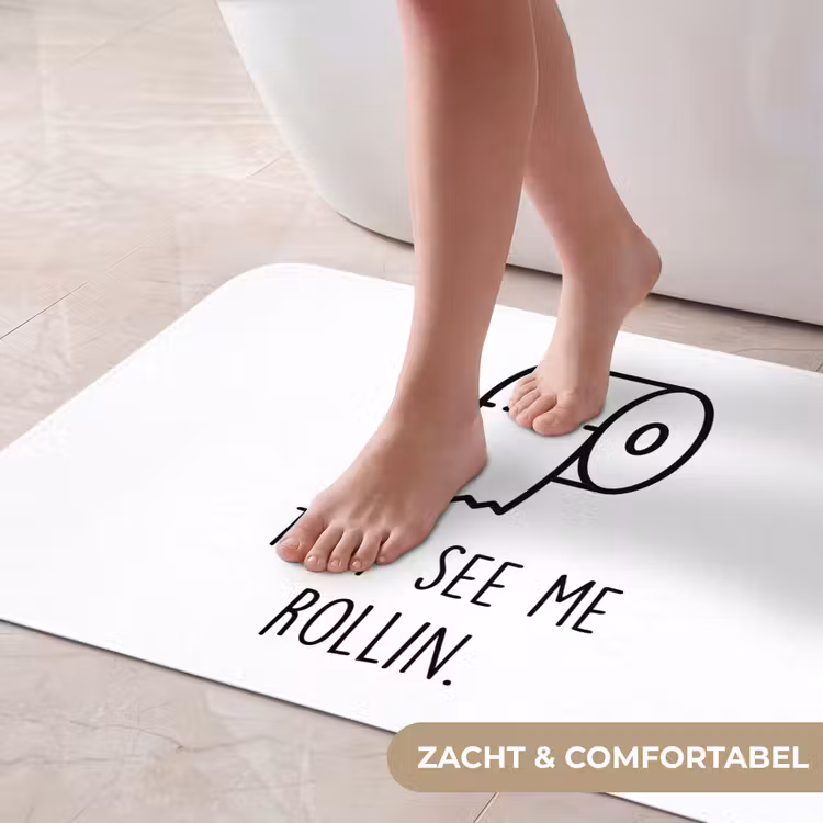 Badmat - Spreuk - WC papier - They see me rollin - Wit - Quotes — 5