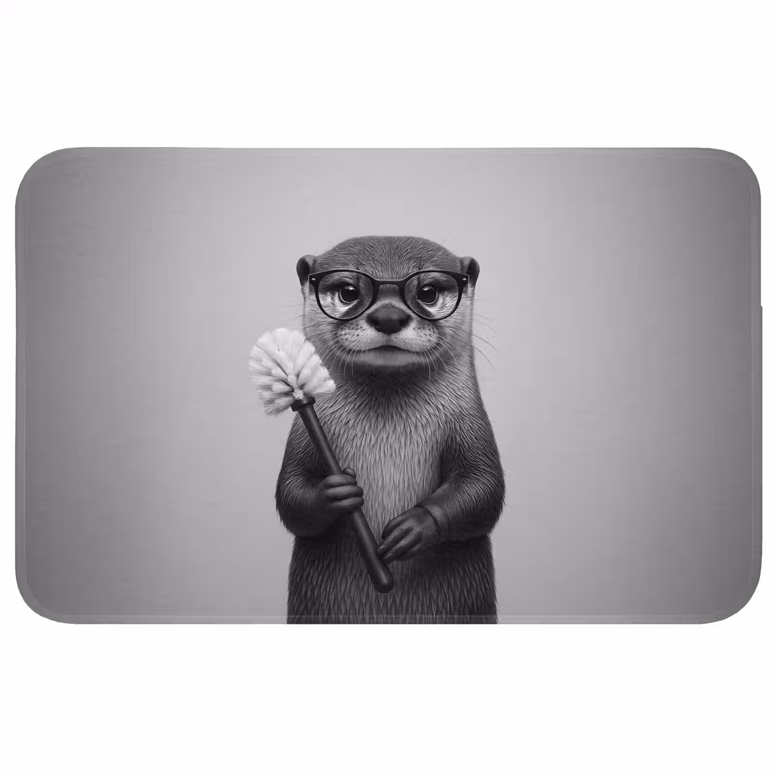 Badmat - Otter - Wc-borstel - Bril - Zwart - Wit — 1