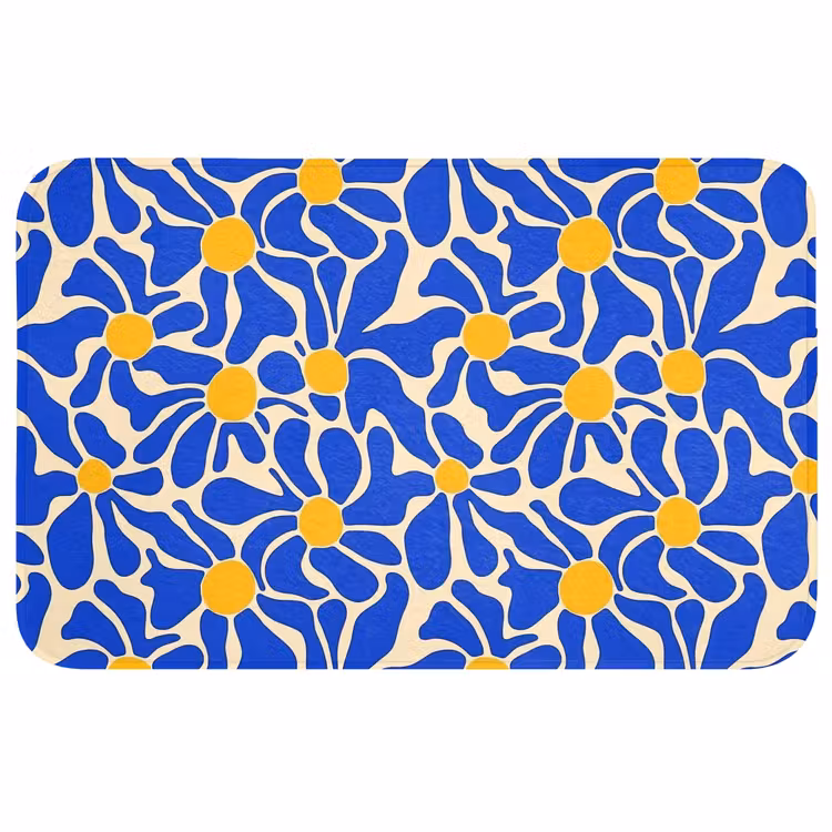 Badmat - Abstract - Bloem - Blauw — 1