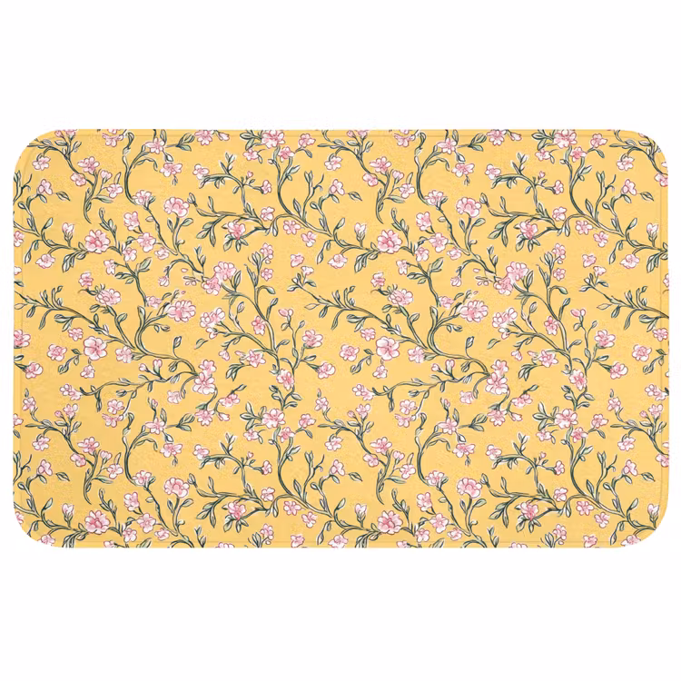Badmat - Bloemen - Motief - Geel — 1