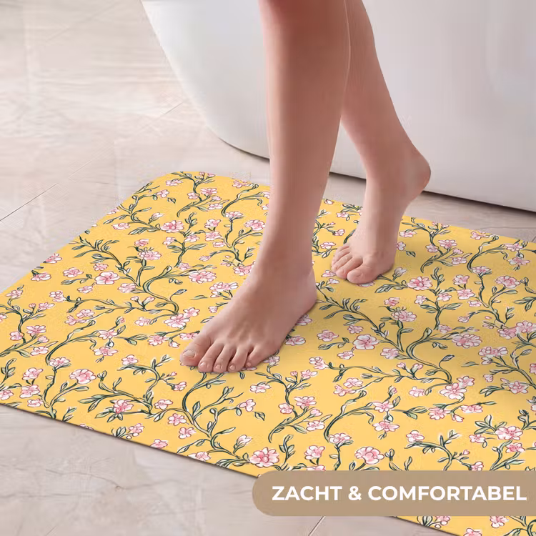 Badmat - Bloemen - Motief - Geel — 5
