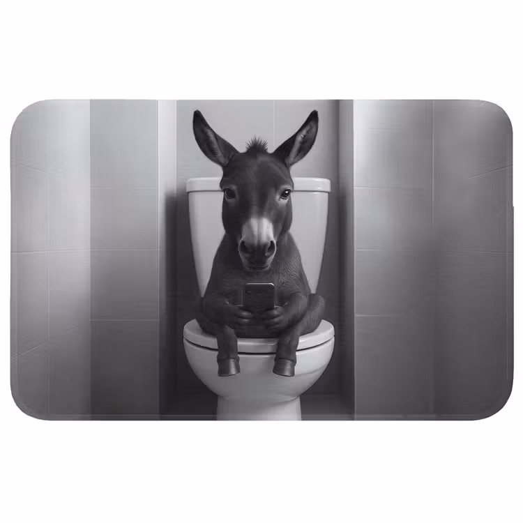 Badmat - Ezel - Telefoon - Toilet - Zwart - Wit — 1
