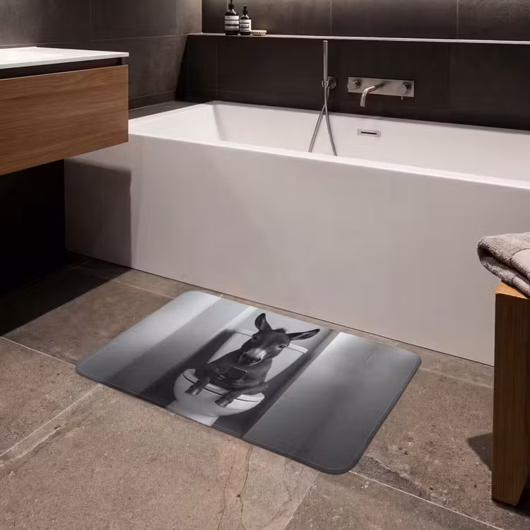 Badmat - Ezel - Telefoon - Toilet - Zwart - Wit — 4