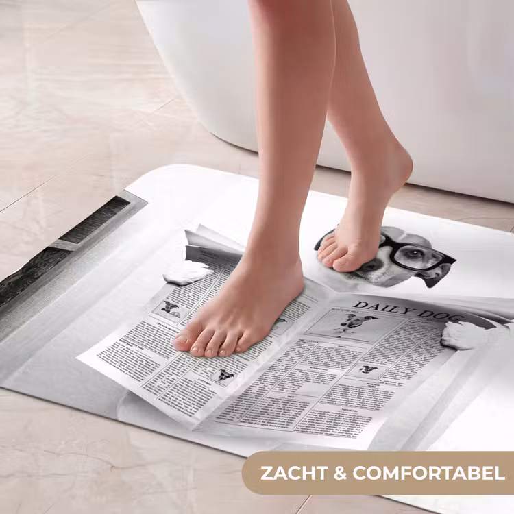 Badmat - Hond - Krant - Toilet - Zwart wit - Dieren — 5
