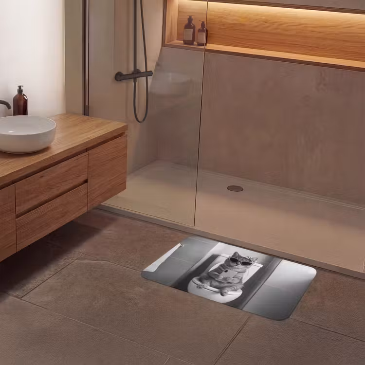 Badmat - Kat - Telefoon - Toilet - Zwart - Wit — 6