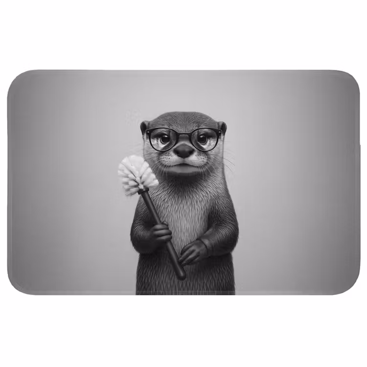 Badmat - Otter - Wc-borstel - Bril - Zwart - Wit — 1