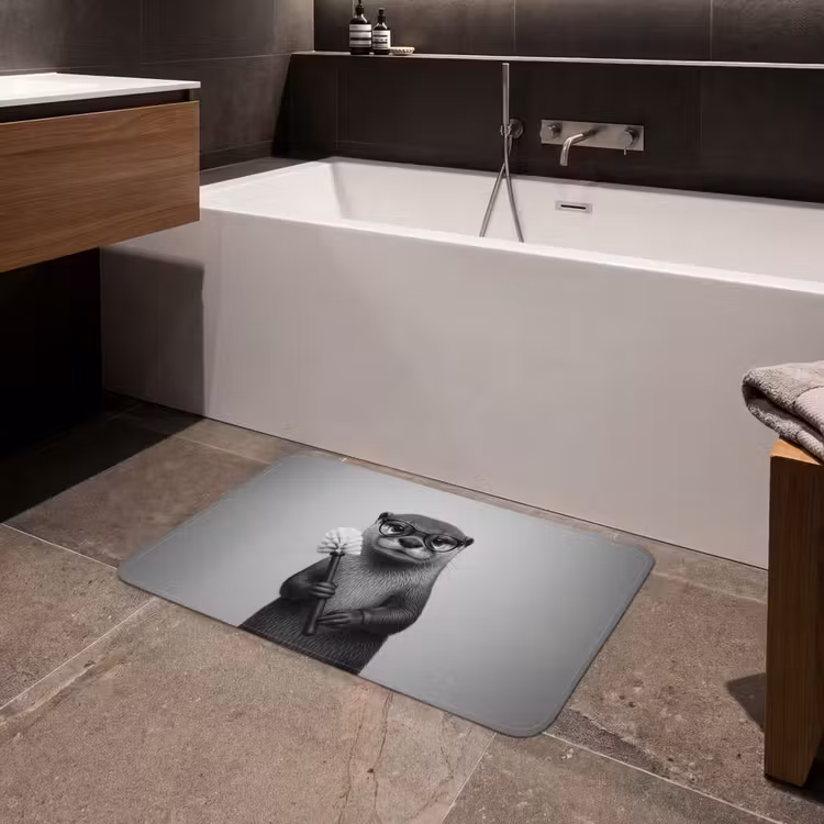Badmat - Otter - Wc-borstel - Bril - Zwart - Wit — 4