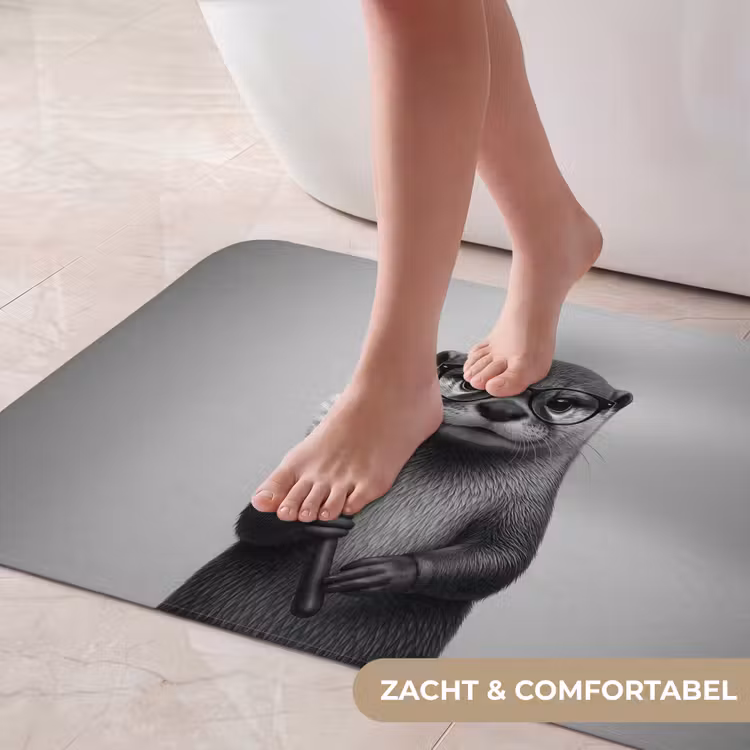 Badmat - Otter - Wc-borstel - Bril - Zwart - Wit — 5
