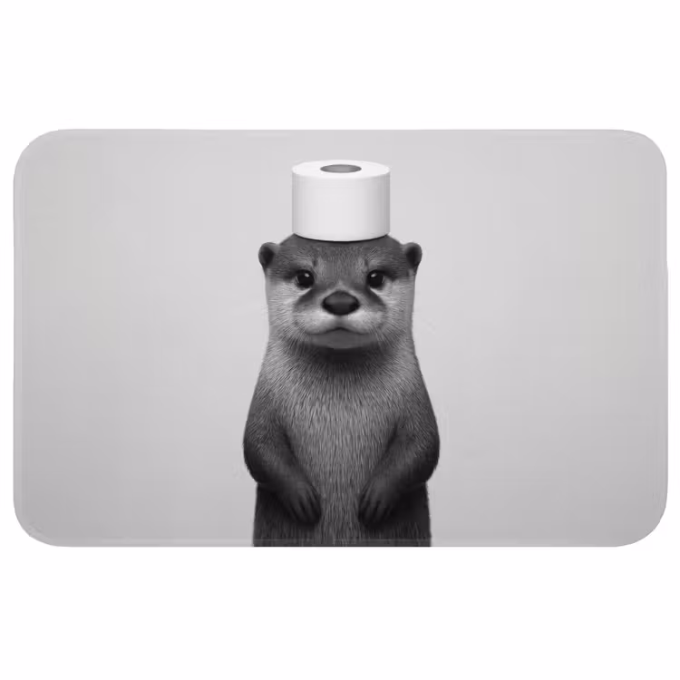 Badmat - Otter - WC rol - Zwart - Wit — 1