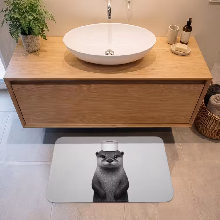 Badmat - Otter - WC rol - Zwart - Wit — 2