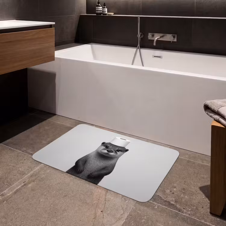 Badmat - Otter - WC rol - Zwart - Wit — 4